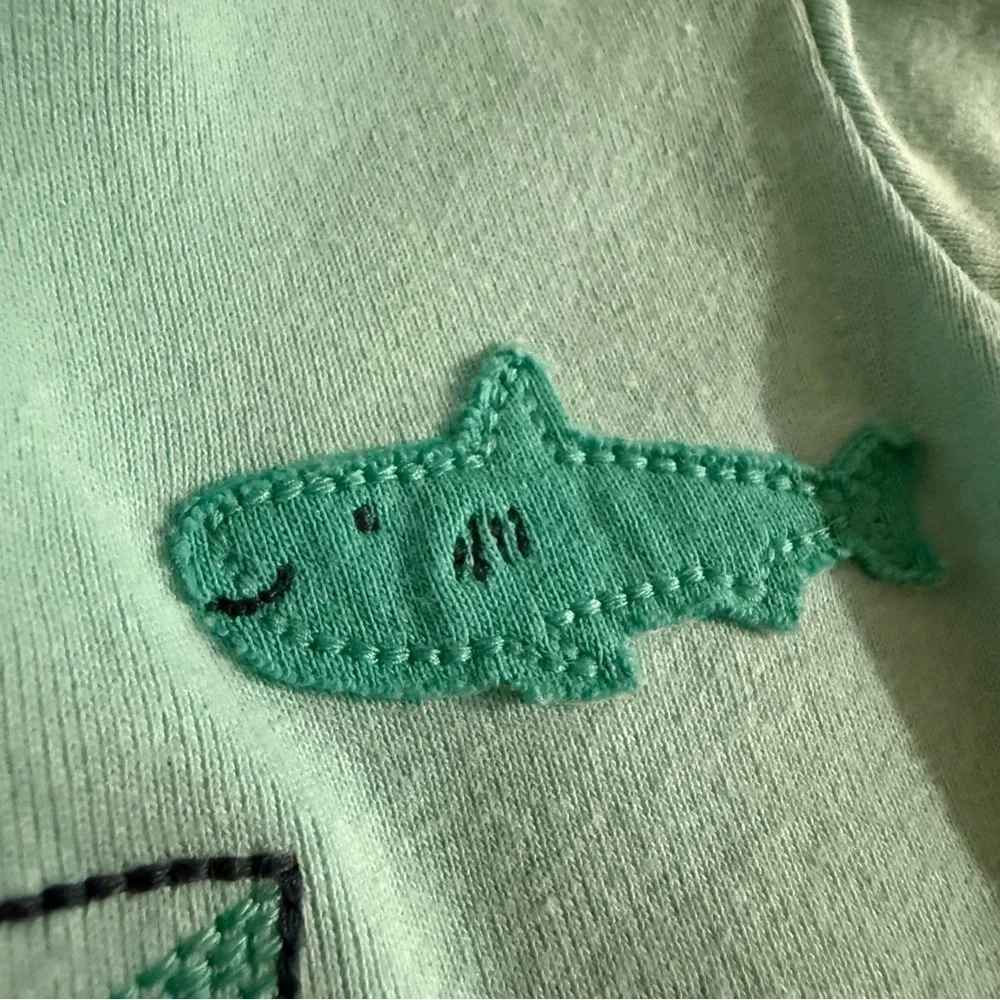Adorable Shark Baby Outfit Set Blue White Gray patch baby shark Carters 3 month
